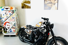 Peinture personnalisée Aquarelle et feuille d'argent Harley Davidson  - French khustom by Art mattwell’s,